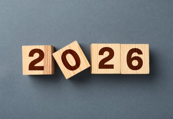 Arte gráfica com o ano 2026 em destaque sobre fundo moderno, representando as tendências empresariais de 2026 para o varejo e serviços.